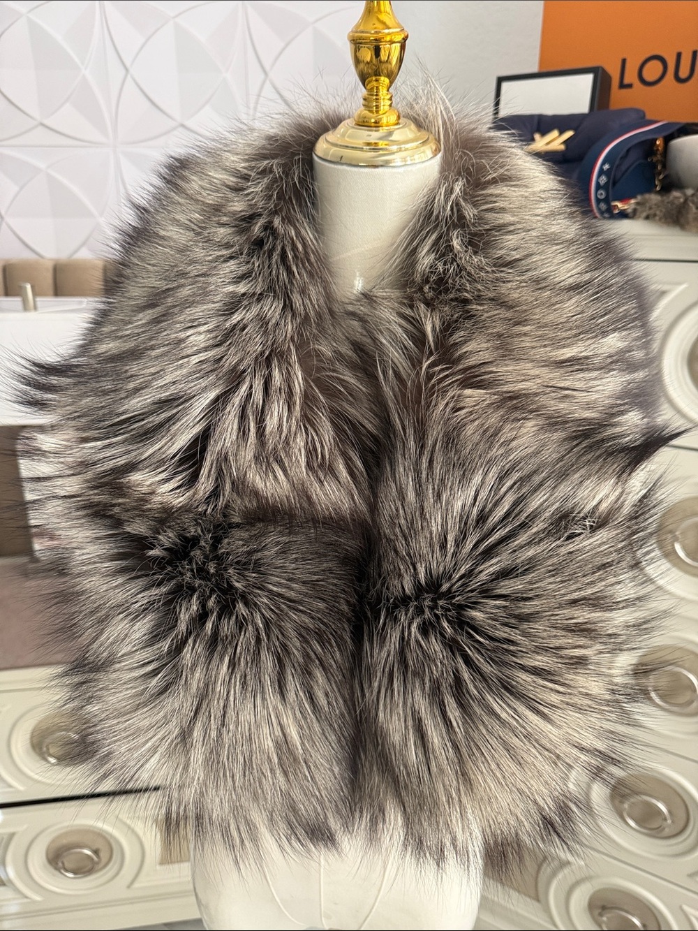Real fox fur scarf silver fox